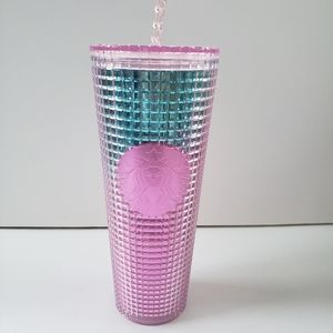 Starbucks Summer 2021 Pink & Blue Ombre Grid Iridescent Venti Tumbler